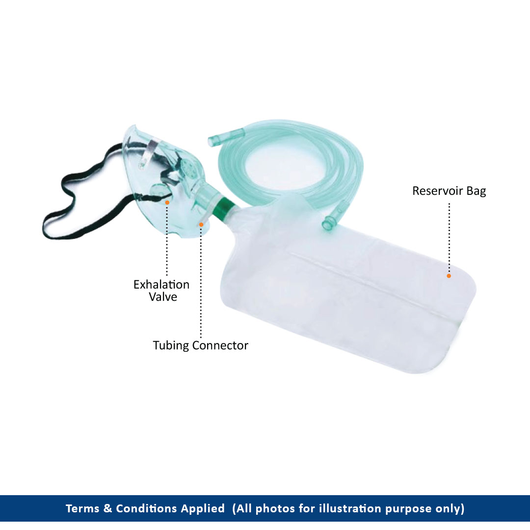 Rebreather Mask with Reservoir Bag 1